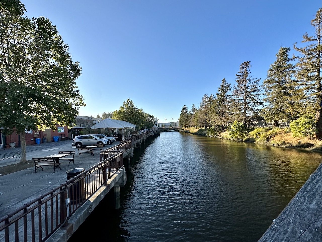 northward view from the Footbridge on the Petaluma River