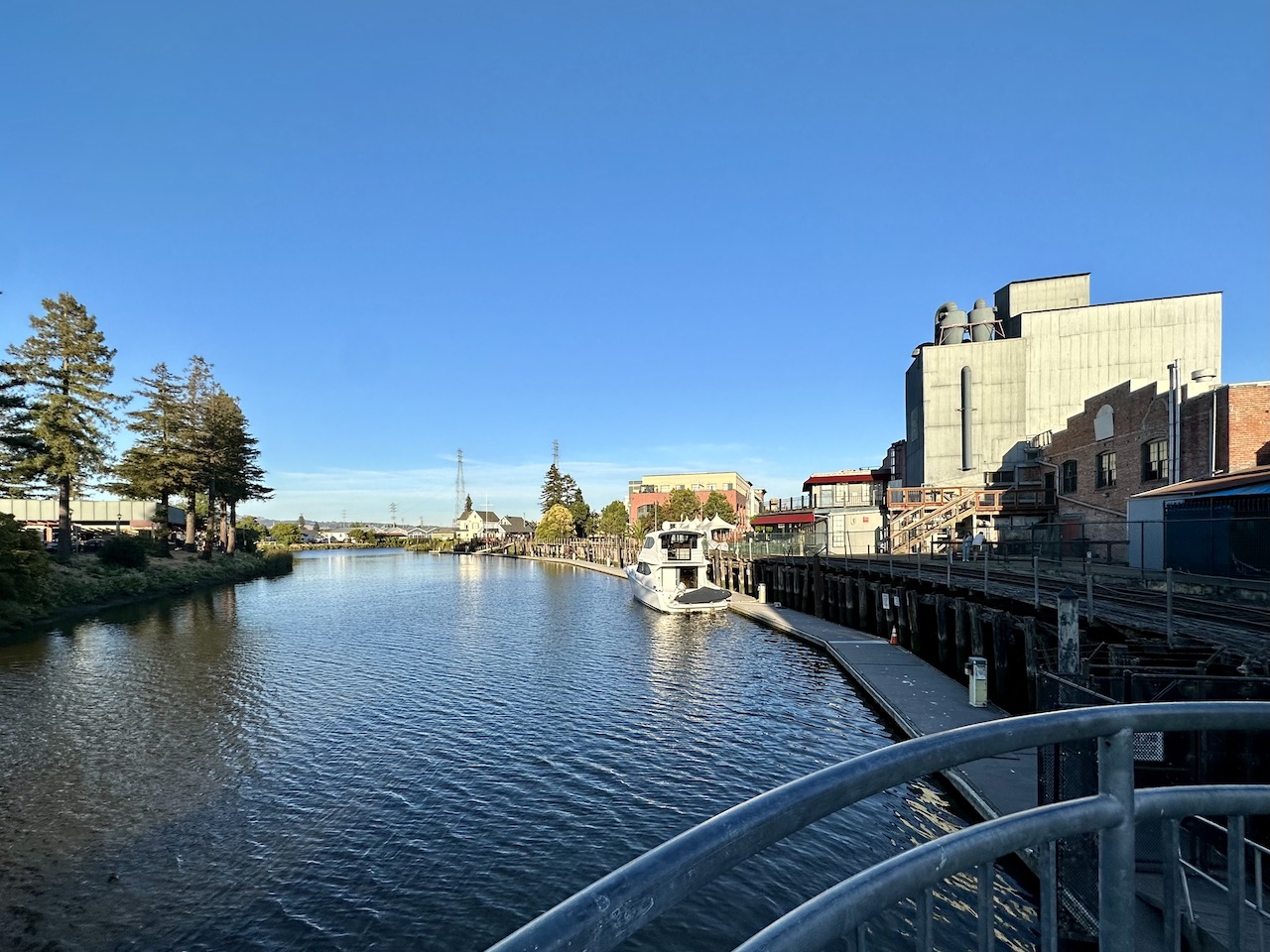 southward view from the Footbridge on the Petaluma River