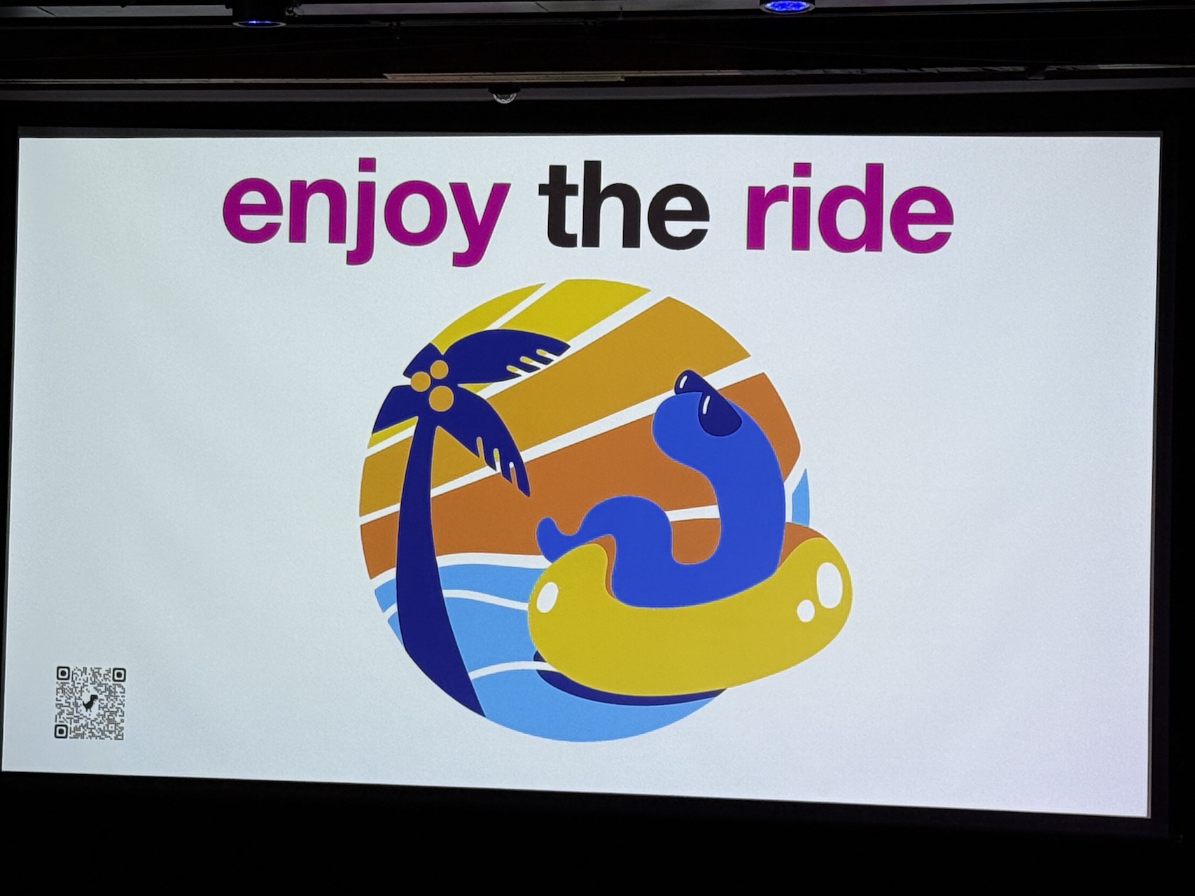 presentation slide with the PyBeach logo and caption enjoy the ride